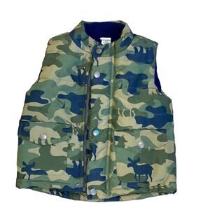Little Me Green Camouflage Animals Puffer Vest